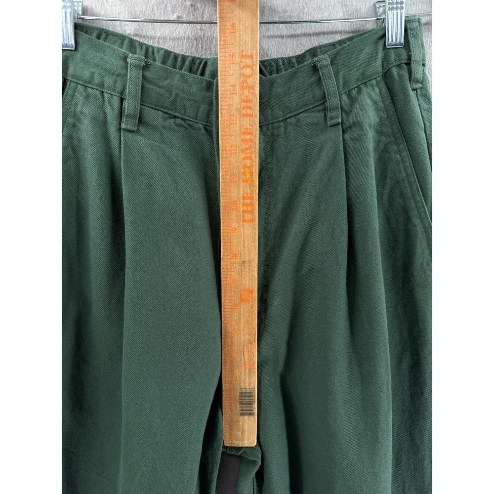 Muji Pants Womens M Green Kapok Pleated High-Waist Trousers Tapered Minimalist - Picture 7 of 13